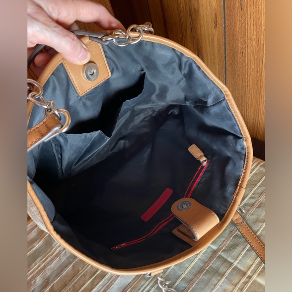 Tommy Hilfiger’s Tan & Cream Jacquard Monogram Shoulder Bag; GUC - Picture 8 of 13